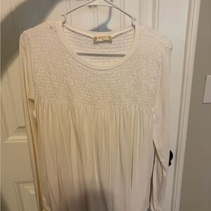 Altar'd State Cream Smocked Blouse